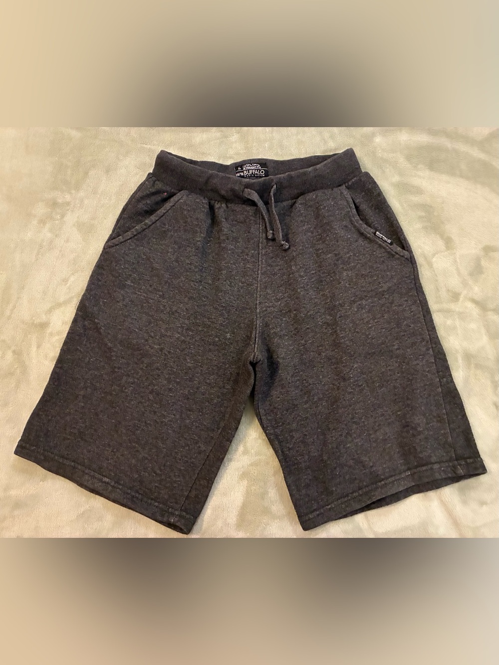 Buffalo Dark Gray Boys Youth Size Large 14/16 Knit Drawstring Shorts